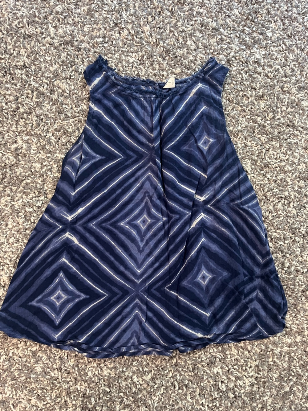 Old Navy Navy Blue Geometric Tank Top